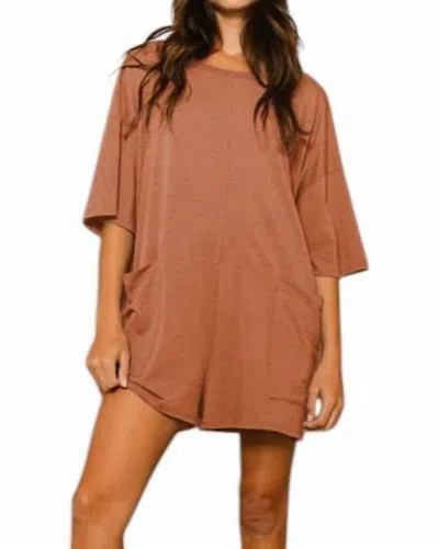Bucketlist Oversized Solid Romper In Rust In Multi