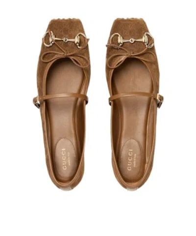 Gucci Women Red Original Gg Fabric Ballerinas In Burgundy