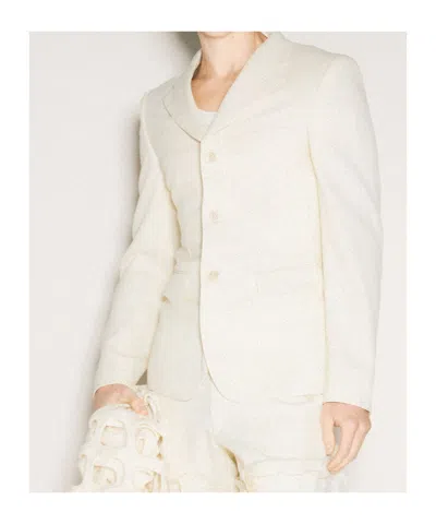Comme Des Garçons Plus Single Breasted Tailored Blazer In White