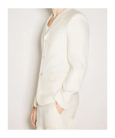 Comme Des Garçons Plus Single Breasted Tailored Blazer In White