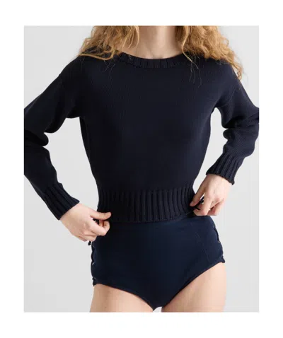 Prada Maglia Scollo Barca In Cotone In Blue