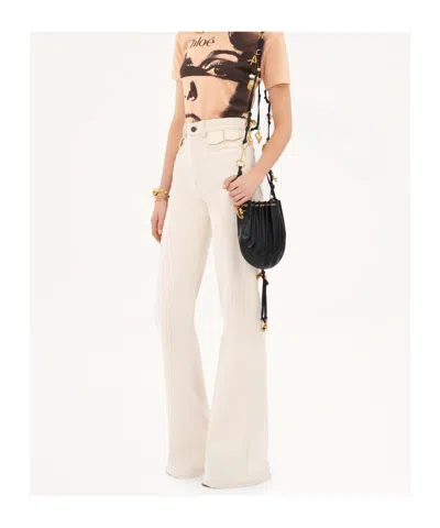 Chloé Ivory Flared Denim Trousers In White