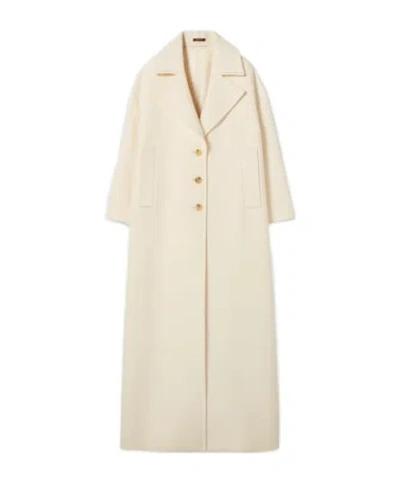 Gucci Women Wool And Silk Crepe Coat With All-over Gg Motif In Neutral