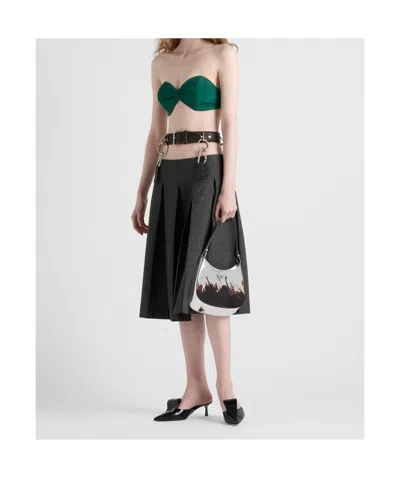 Prada Borsa A Spalla Cleo In Pelle Argento Donna In Silver