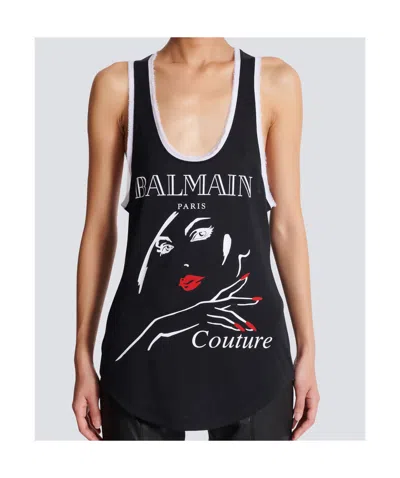 Balmain Women's Beauty Print Jersey & Muslin Top In Black