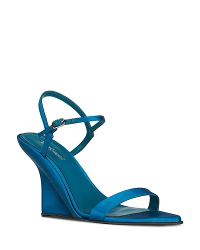 Jeffrey Campbell Women's Kassandra Wedge Sandals In Blue Satin