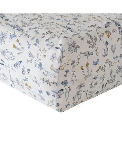 Coco & Wolf Liberty Fabric Theo Blue Print Fitted Sheet, Twin In Theo Blue
