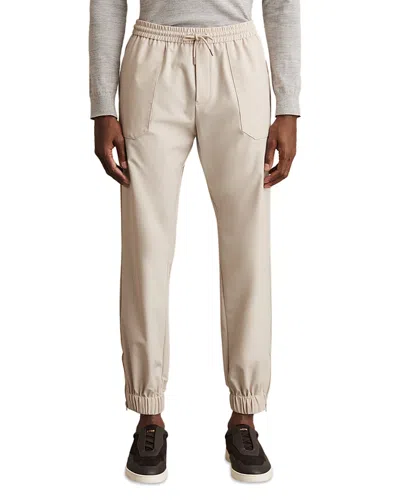 Reiss Relaxed Drawstring Technical Cuffed Trousers In Stone