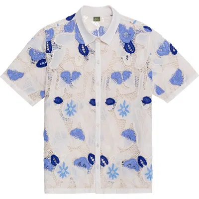 Agua Bendita Jared Tales Open Knit Cover-up Button-up Shirt In Multicolor