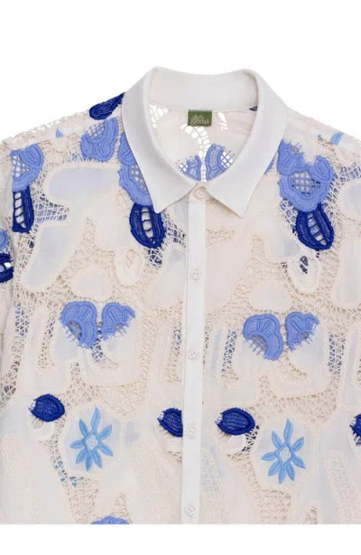 Agua Bendita Jared Tales Open Knit Cover-up Button-up Shirt In Multicolor