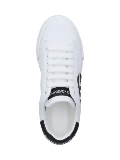 Dolce & Gabbana Portofino Logo-tag Leather Sneakers In White