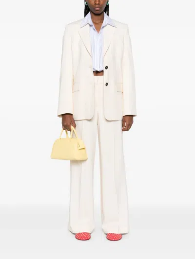 Msgm Viscose Jacket With Chest Patch Pocket In White