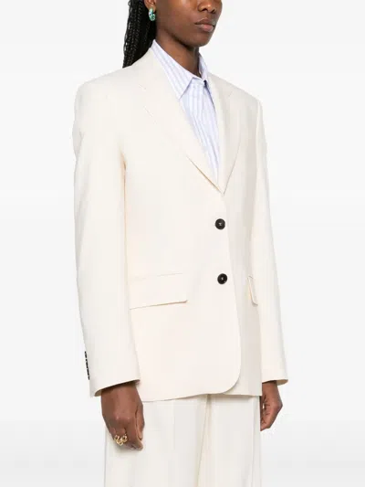 Msgm Viscose Jacket With Chest Patch Pocket In White
