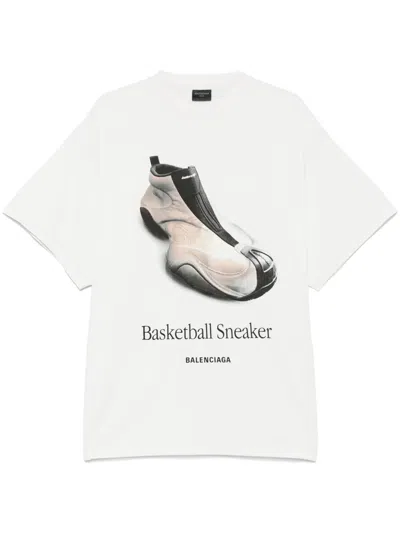 Balenciaga Basketball Sneaker Print Oversized T-shirt In Grey