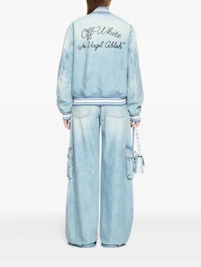 Off-white Denim Bomber Jacket In Blue