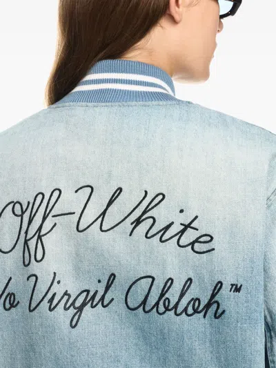 Off-white Denim Bomber Jacket In Blue