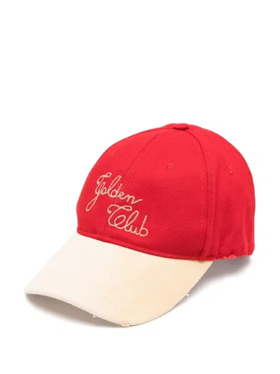 Golden Goose Round Visor Baseball Cap In Red