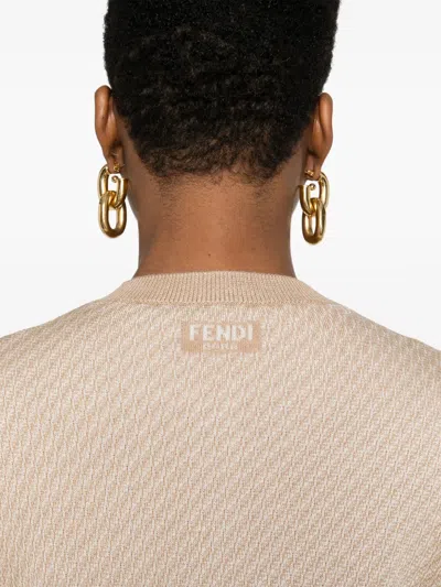 Fendi Women Ff Wool Cardigan In Neutral