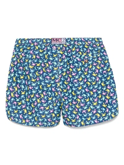 Mc2 Saint Barth Badeshorts Mit Shark Trouble-print In Blue