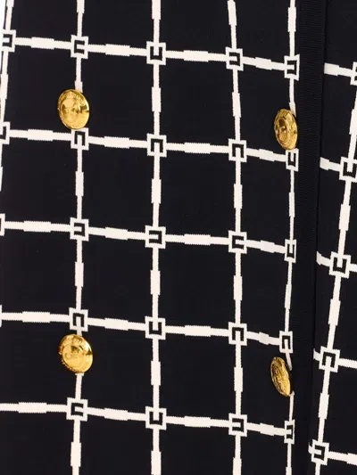 Elisabetta Franchi Minigonna Nera In Jacquard Logo Con Bottoni Dorati In Black
