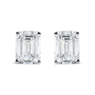 Haus Of Brilliance 14k White Gold 2.0 Ct Emerald Lab Grown Diamond Solitaire Stud Earrings In Green/white/gold Tone