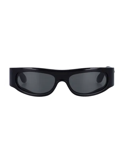 Retrosuperfuture Pharoah Narrow Oval Frame Sunglasses In Black