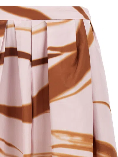Dries Van Noten High Waist Pleated Midi Skirt With Abstract Print In Multicolor