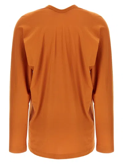 Dries Van Noten 'bis Hena' Long Sleeve V-neck T-shirt In Orange