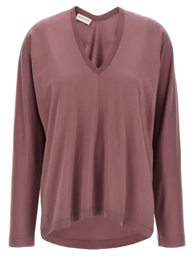 Dries Van Noten V Neck Long Sleeves Relaxed Fit Top In Purple
