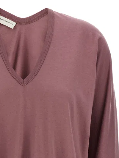 Dries Van Noten V Neck Long Sleeves Relaxed Fit Top In Purple