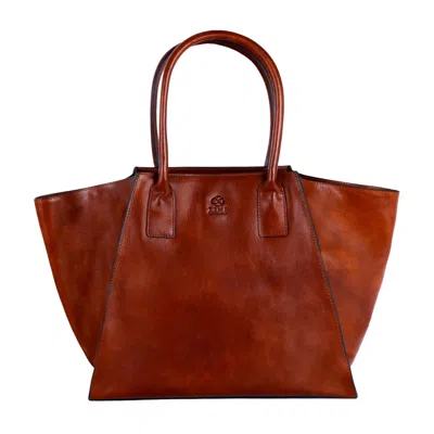 Time Resistance Leather Handbag Tote Bag For Women In Cognac Brown - The Woman In White