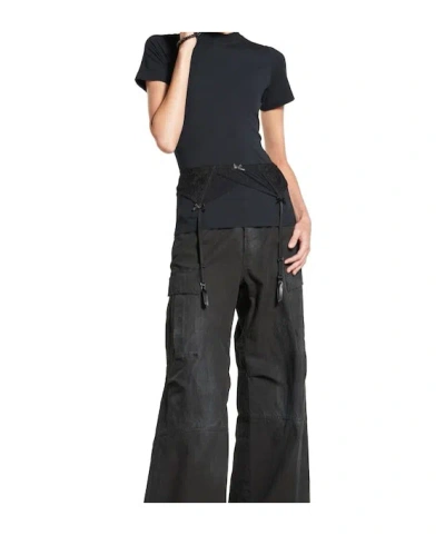 Balenciaga Women Black Crewneck T-shirt With Underwear Detail On The Waist In Cotton Woman In Black