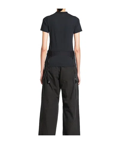 Balenciaga Women Black Crewneck T-shirt With Underwear Detail On The Waist In Cotton Woman In Black