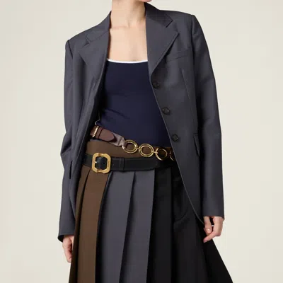 Miu Miu Dark Blue Stretch Nylon Swimsuit In Black