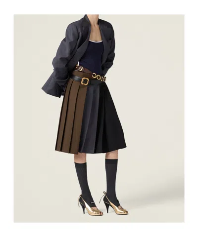 Miu Miu Dark Blue Stretch Nylon Swimsuit In Black