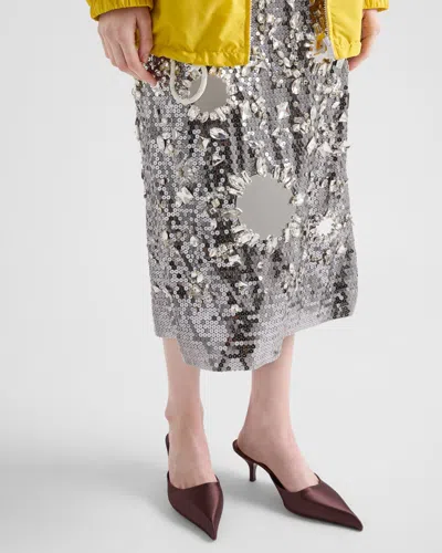 Prada 55mm Satin Mules In Red