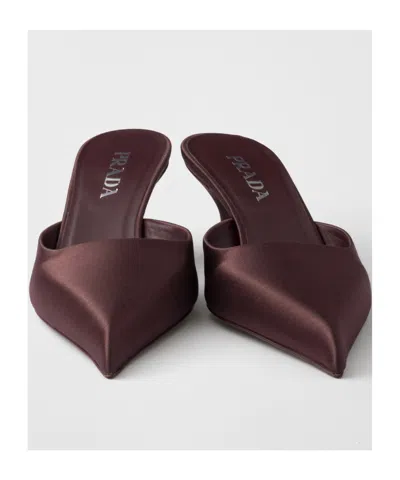 Prada 55mm Satin Mules In Red