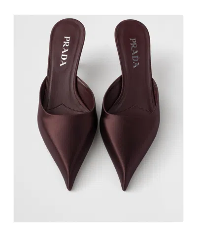Prada 55mm Satin Mules In Red