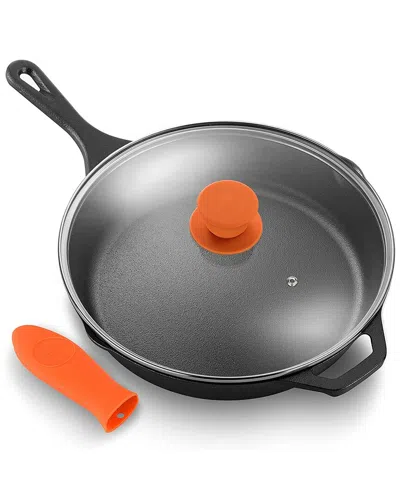 Nutrichef 12in Pre-seasoned Cast Iron Pan In Black