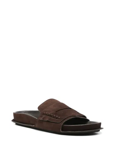 Jacquemus Mocassin Suede Slides In Brown