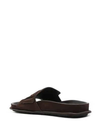 Jacquemus Mocassin Suede Slides In Brown