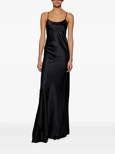 Éterne Evie Open-back Stretch-silk Maxi Dress In Black