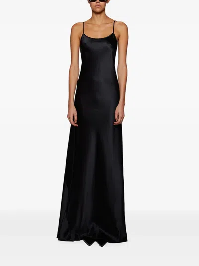 Éterne Evie Open-back Stretch-silk Maxi Dress In Black