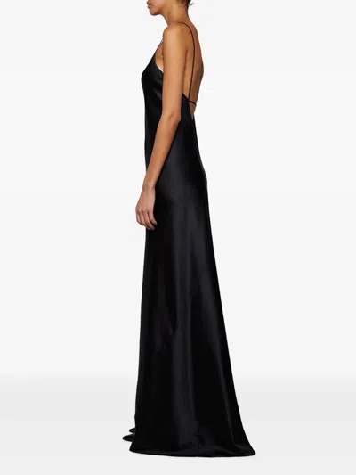 Éterne Evie Open-back Stretch-silk Maxi Dress In Black