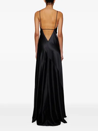 Éterne Evie Open-back Stretch-silk Maxi Dress In Black
