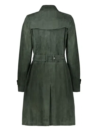 Moorer Avignon Long Leather Jacket In Green