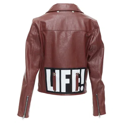 Golden Goose Life Calfskin Leather Cropped Biker Jacket In Red