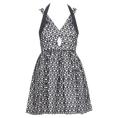 Alice Mccall Dust To Glory Eyelet Overlay Halter Mini Dress In Black