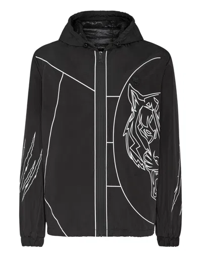 Plein Sport Tiger Court Edition Windbreaker Jacket In Black