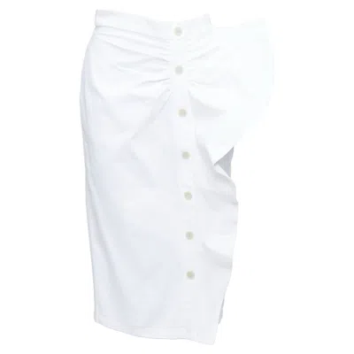 Max Mara Sfilata Cotton Asymmetric Ruffles Button Skirt In White